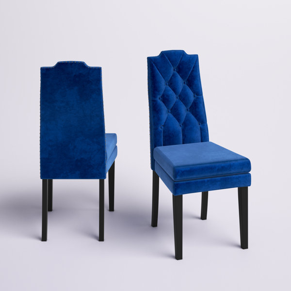 Etta Avenue™ Idris Tufted Velvet Upholstered Parsons Chair in Blue